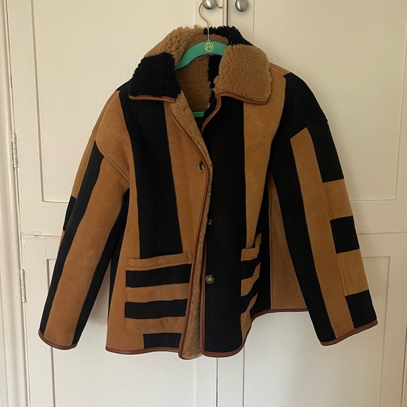 Cawley Studio Avis striped shearling jacket - Picture 1 of 9